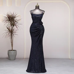 Sundress dress navy blue side slits evening dresses prom dresses luxury wedding party dresses formal occasion vestidos de fiesta