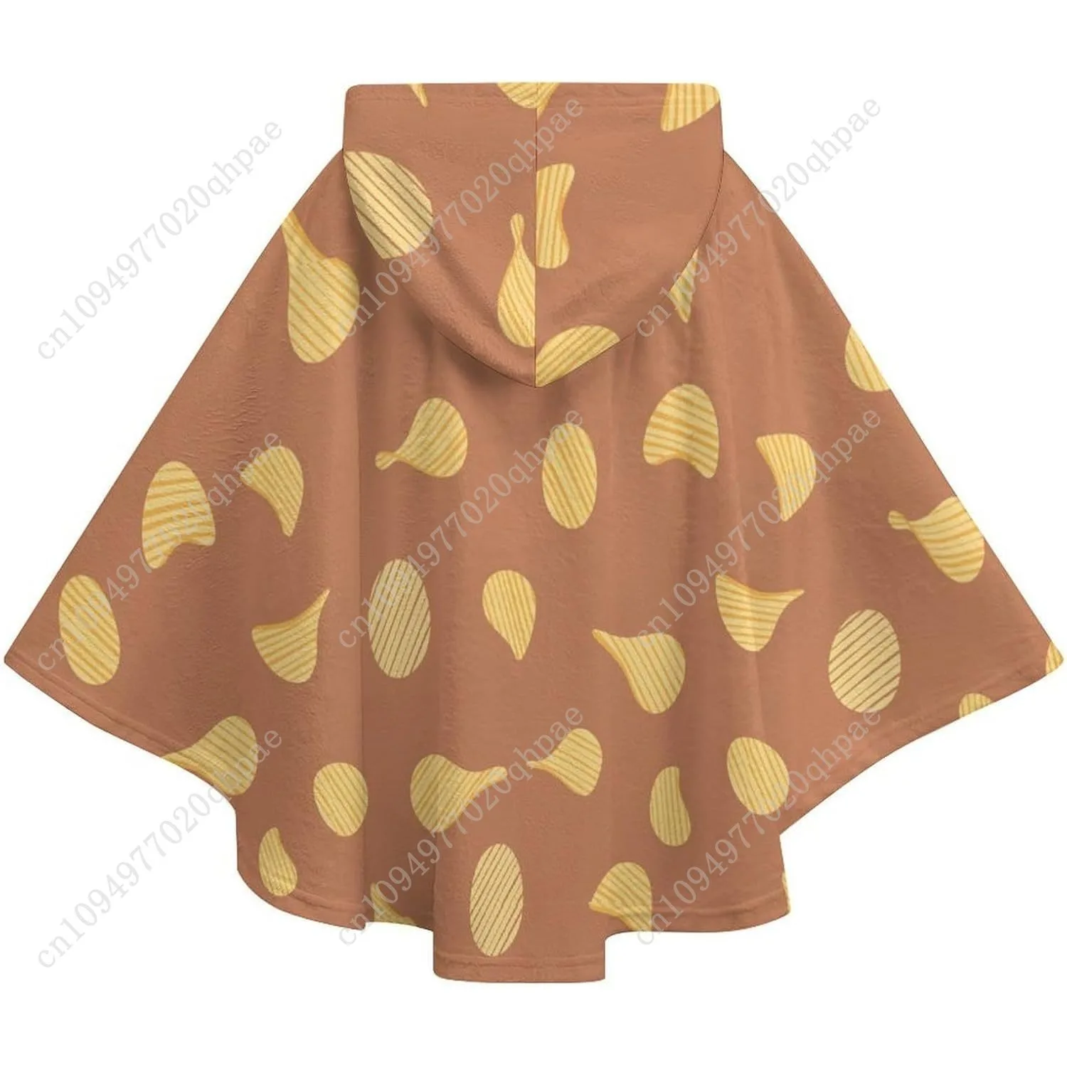 سترة بطانية مريحة من الفلانيل، سترة بقلنسوة كبيرة الحجم بأشكال برتقالية مع جيوب للأطفال والمراهقين #6