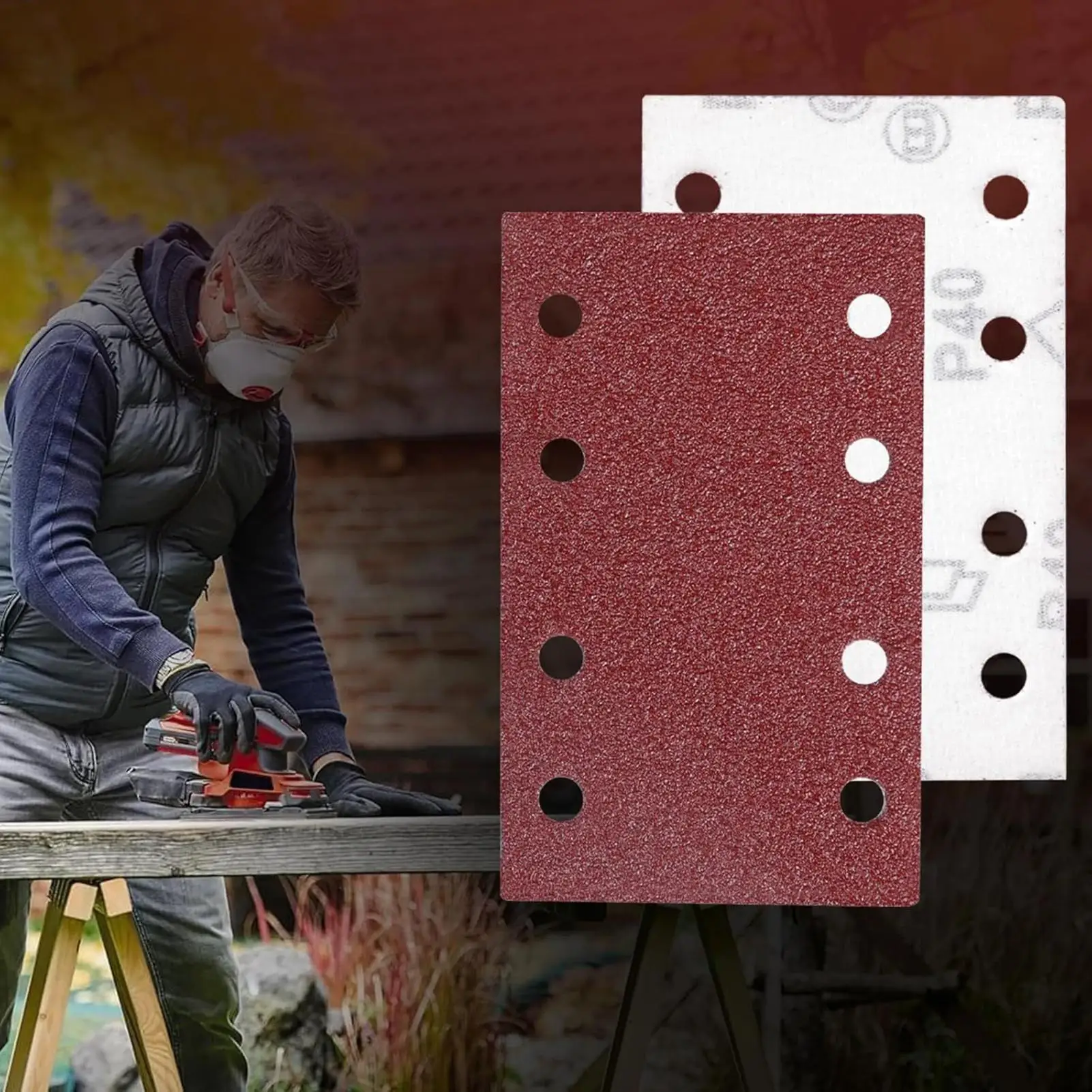 Orbital Sander Pads 120 Pieces 8-Hole Sanding Pads Detail Sander Sandpaper Replacement Parts Dust Extraction For Glass Deck