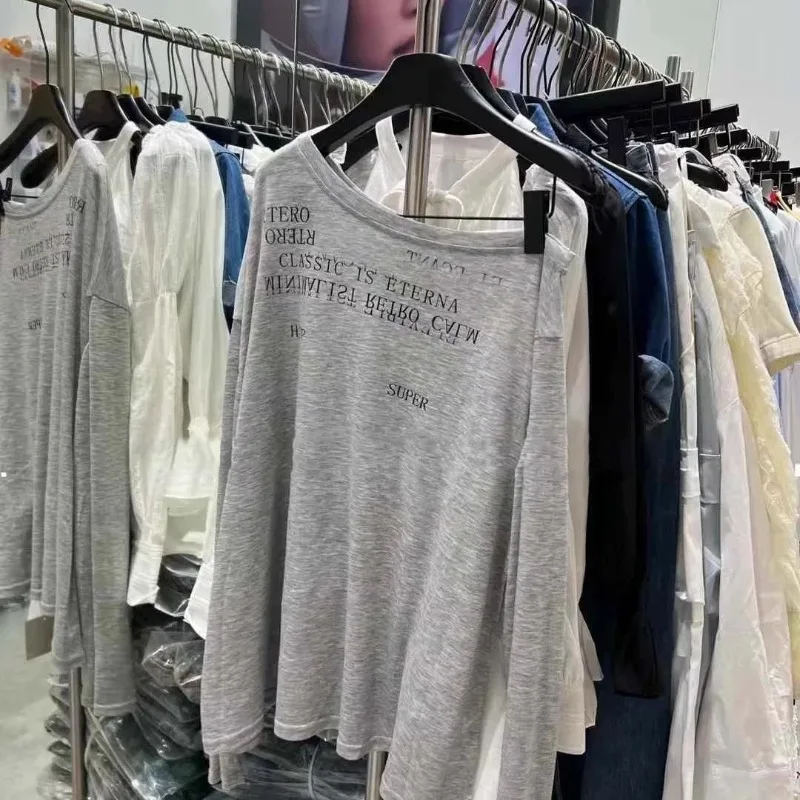 2025 Summer New Fashion Women Lightweight Breathable Sun Protection Shirt Stylish Letter Print Oversize Lazy Trendy T-Shirt