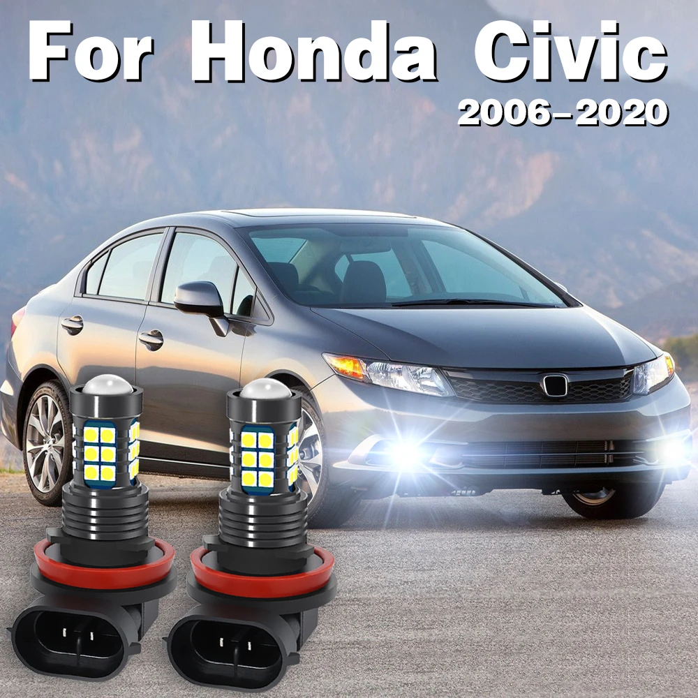 LED Front Fog Lamp Car Light Bulb For Honda Civic 2006 2007 2008 2009 2015 2016 2017 2018 2019 2020 8Th 9Th 10Th Gen Accessories