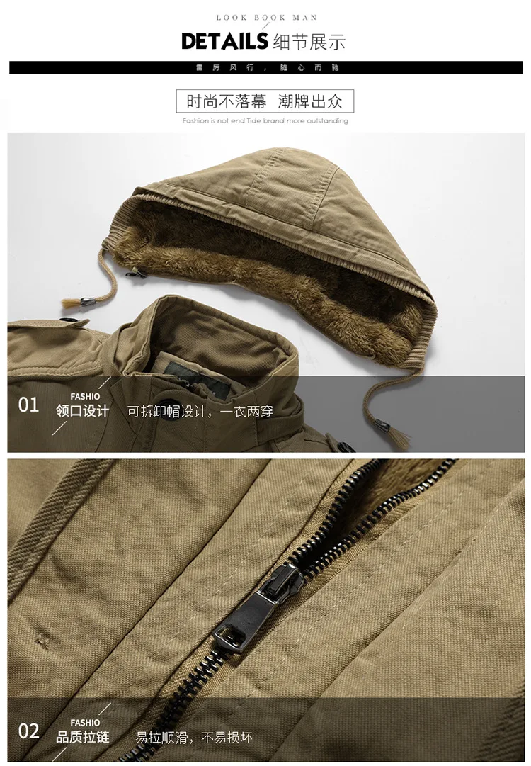 Outerwear Mens Winter Trend Parkas Middle Aged Pure Cotton Casual Brand Jacket Casual Loose Hooded Versatile Mens Clothing