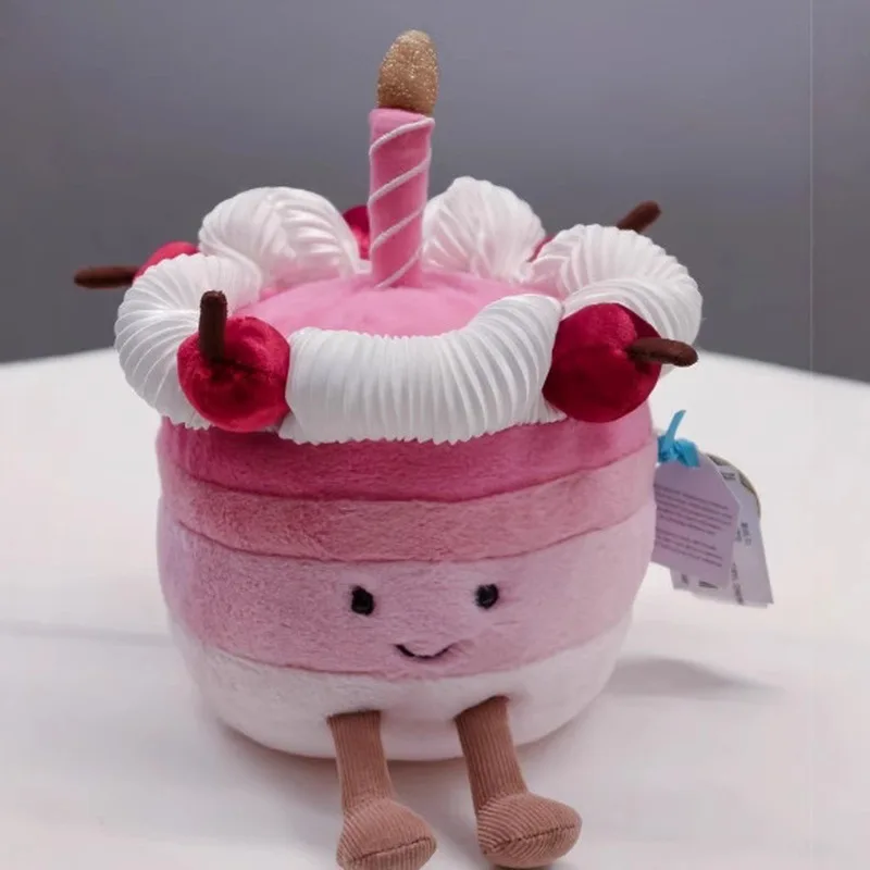 2025 Apricot Lamb 15cm Creative Cherry Rainbow Birthday Cake Plush Doll Cute Plush Home Decorations Girl And Ladies Holiday Gift