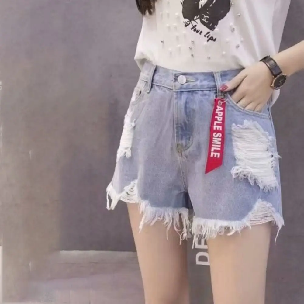 عارضة ممزق جان السراويل شرابة عالية الخصر السراويل القصيرة المتوترة الخام تنحنح كل مباراة الفتيات القصيرة المتعثرة