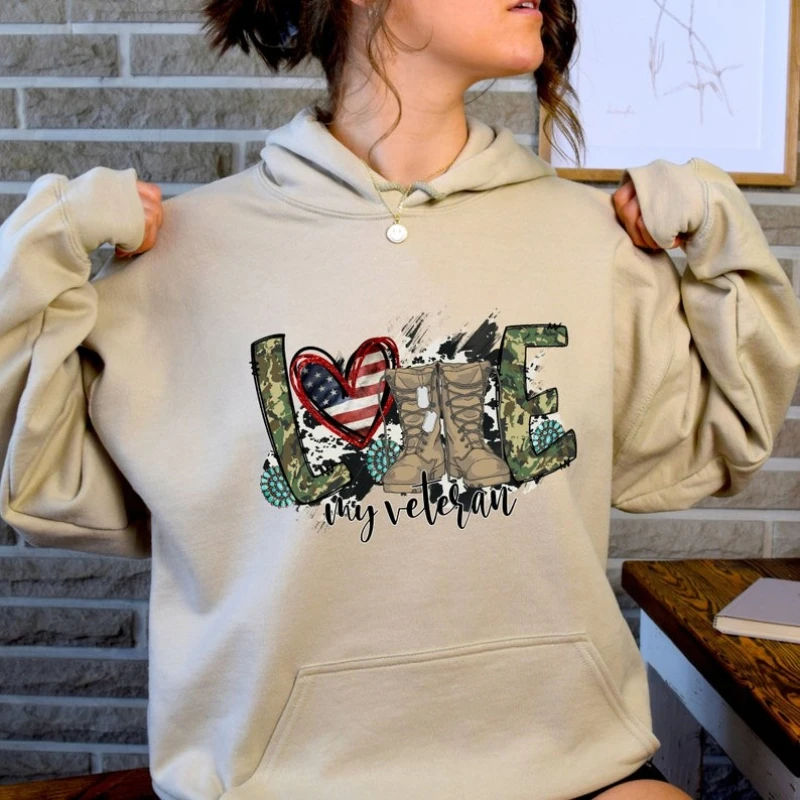 أحب زوجتي المخضرم أمي البلوز أبطال الجيش متزوج مني تي شيرت الإناث المخضرم قميص فخور الشتاء ملابس النساء بلايز