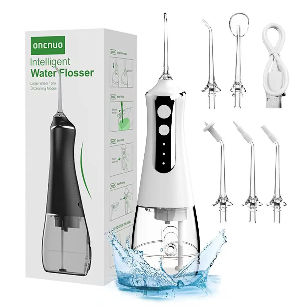 Irrigador oral sem fio, limpador interdental elétrico para dentes, gengivas, cuidados dentários, 3 modos, 5 bicos de substituição, recarregável por usb
