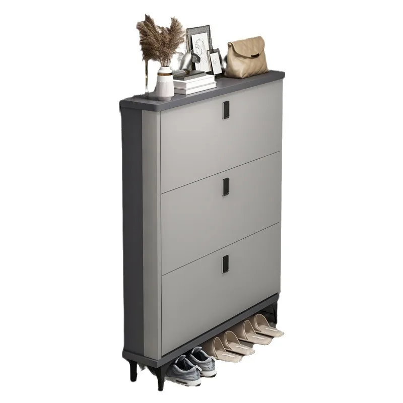 Ultra-thin tipping bucket shoe cabinet, outer corridor at the entrance of the household, corridor outside door against
