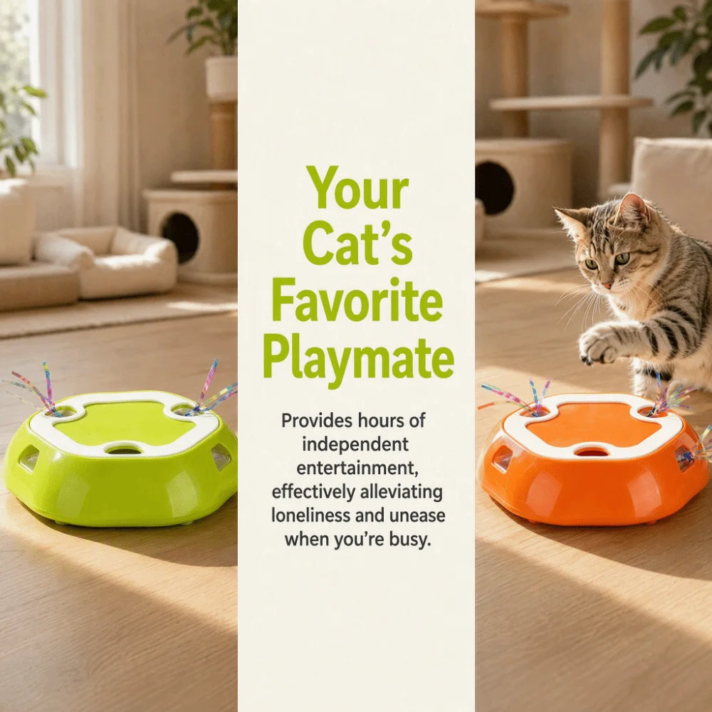Random Pop-Up Design Automatic Cat Motion Activated Anti-Tip Stable Base Interactive Cat Indoor Exercise Play