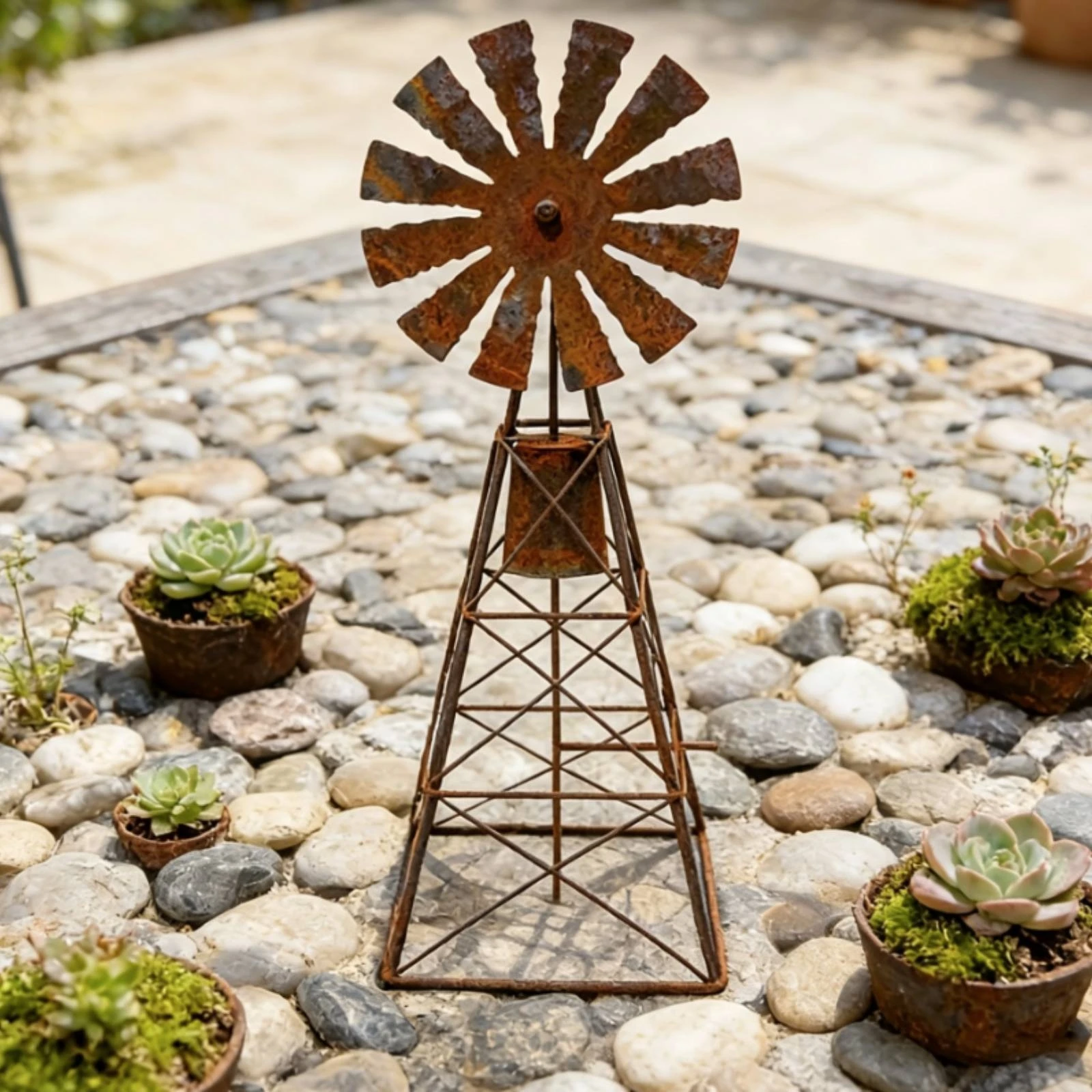 Wind-Powered Structure Statue Rustic Farmhouse Wind-Powered Structure Decor Garden Statue Indoor Outdoor Realistic