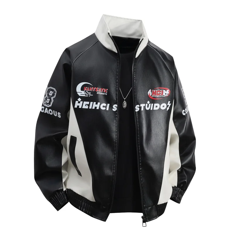 

Men's Motorcycle Leather Jacket 2025 Autumn Winter Biker Racing Jacket F1 Jacket Men's PU Leather Shell Jacket Track Street Coat