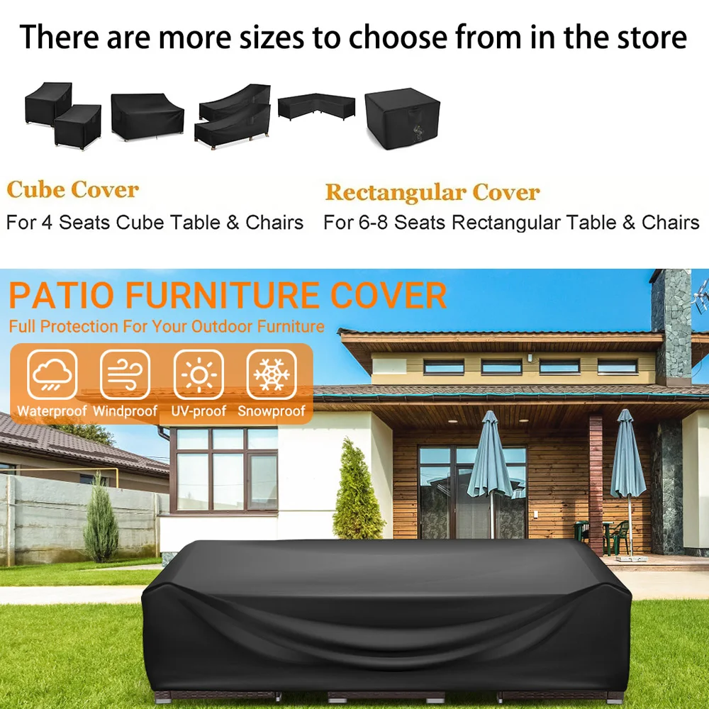 Various Covers Garden Furniture Covers, Heavy Duty Rectangular Patio Furniture Covers210D Oxford UV Windproof Garden Table Cover