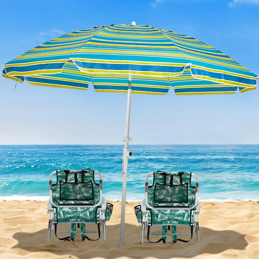 2 Pack Lightweight Portable Folding Beach Chair for Adults, 5 Positions, Green Leaves