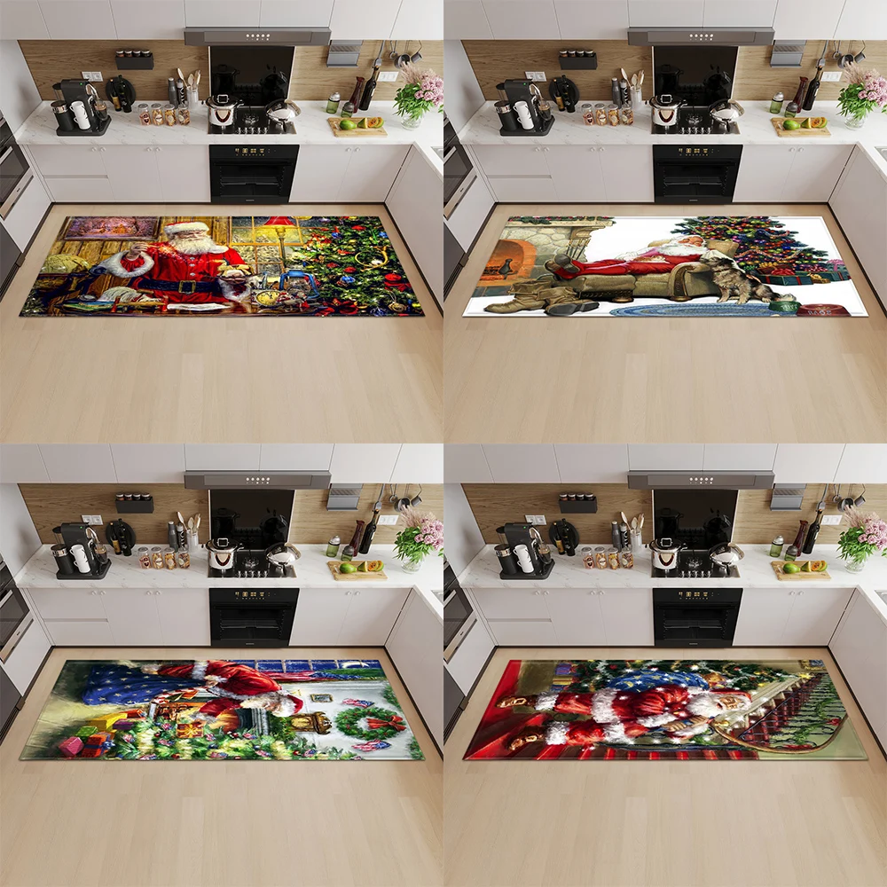 Christmas kitchen living room bedroom decoration carpet home entrance door mat corridor bathroom  anti-slip foot 