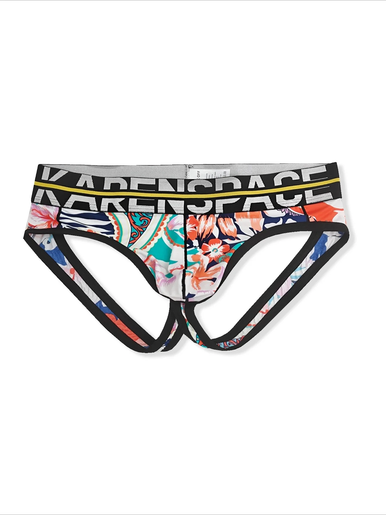 Men's Floral Print Jockstrap - Sexy Low Waist G-String with Karen Space Logo Waistband Youth Fashion U Convex Pouch Underpants