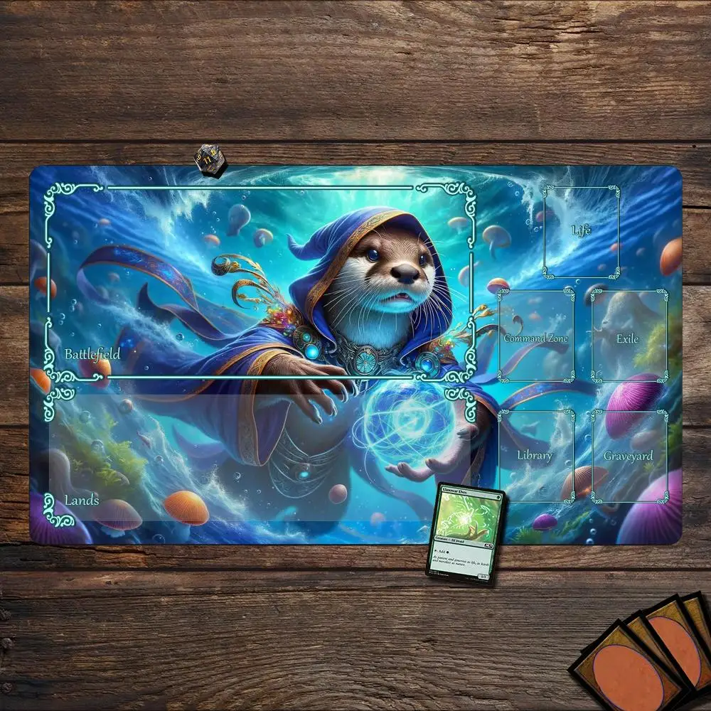 Otter Mage anime Magic Card Gaming Mats with zone mtg playmat desk mat Commander Playmat suitable for game gathering magic rug