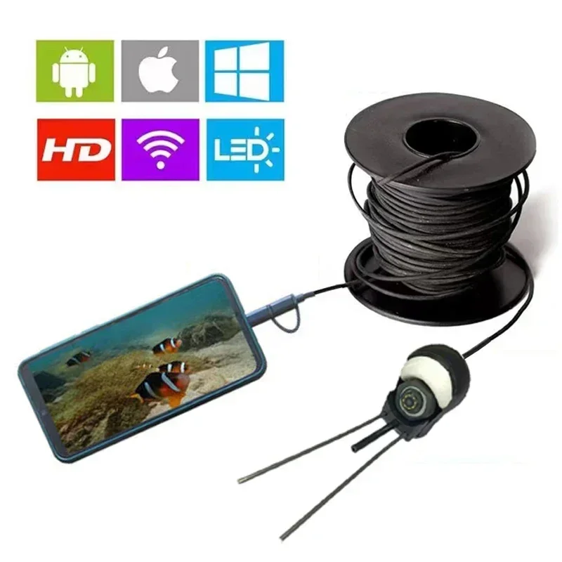 Underwater hd waterproof camera endoscope camera android usb type c fish finder for boat Fishing accessories with wire connector