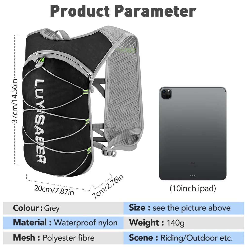 Outdoor Trail Running Backpack Ultralight Women Men Running Race Hydration Vest Marathon Bicycle Bag for Marathon Cycling Hiking