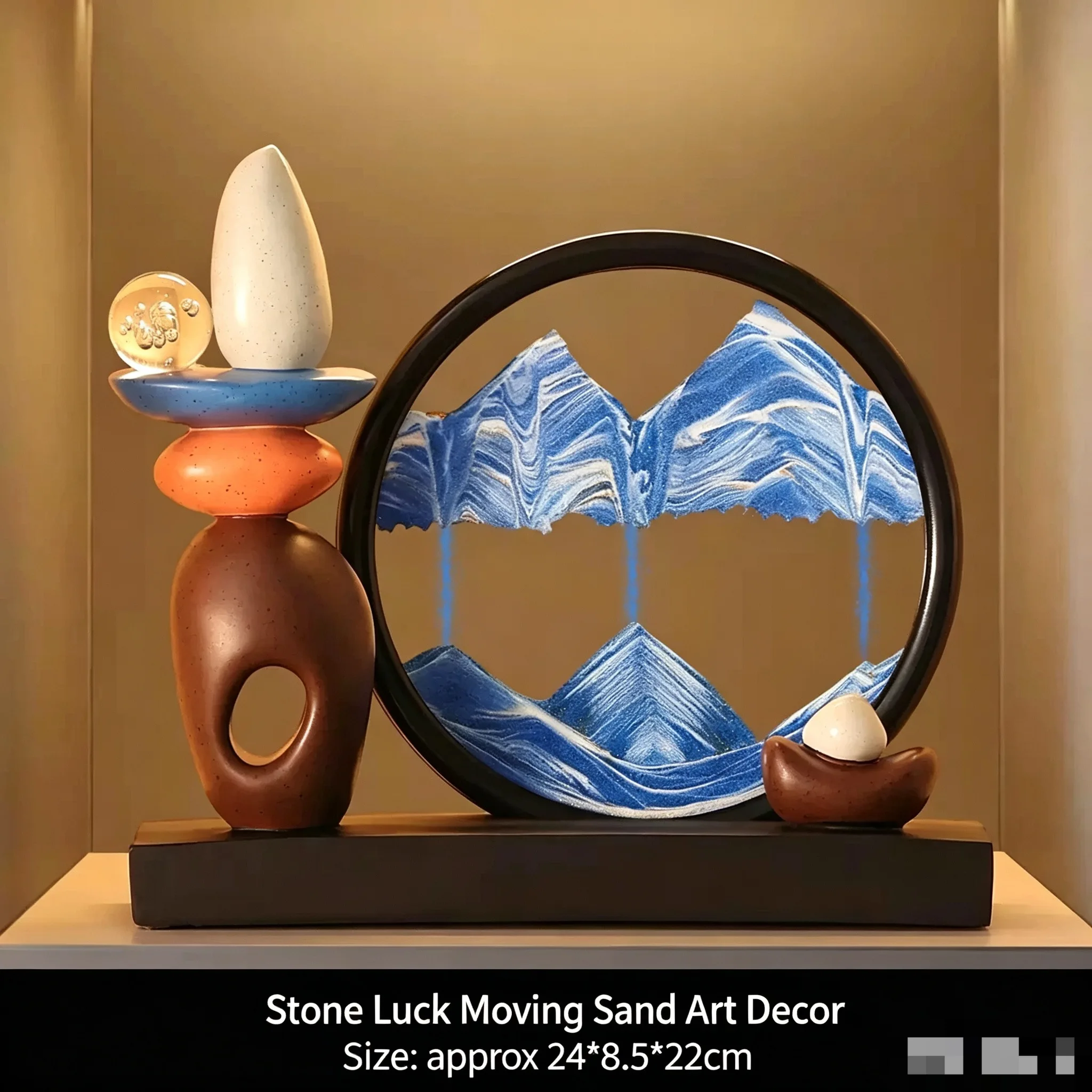 Light Luxury High-End Fortune-Turning Quicksand Painting Ornament European-Style Wine Cabinet Living Room Office Decoration 3D Three-Dimensional Hourglass