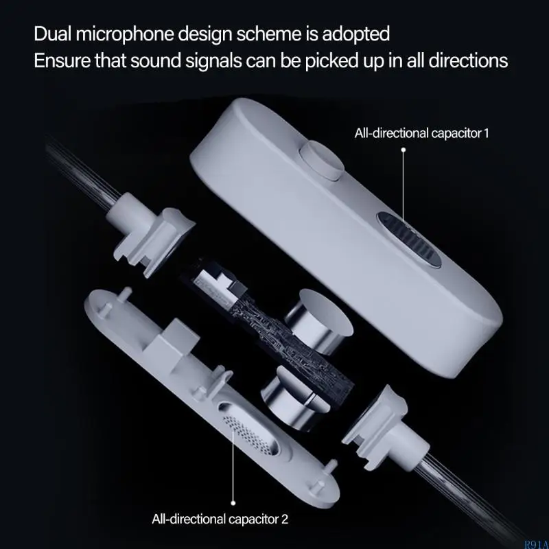 R91A KZM2 3,5 mm Connettori del suono con due microfoni registrazione chiara