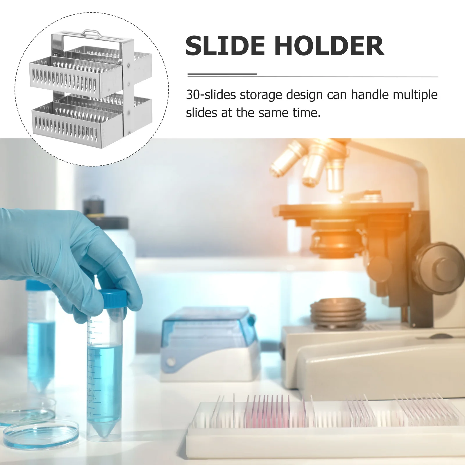 

Stainless Steel Staining Rack For Microscope Glass Slides Holder Durable Lab Drying Stand Storage Organizer Rack