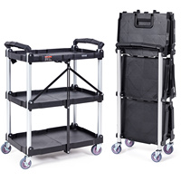 VEVOR 3 Tier Folding Rolling Utility Cart Storage Shelf Movable Gap Rack Serving Cart Slim Slide Organizer for Kitchen Bathroom
