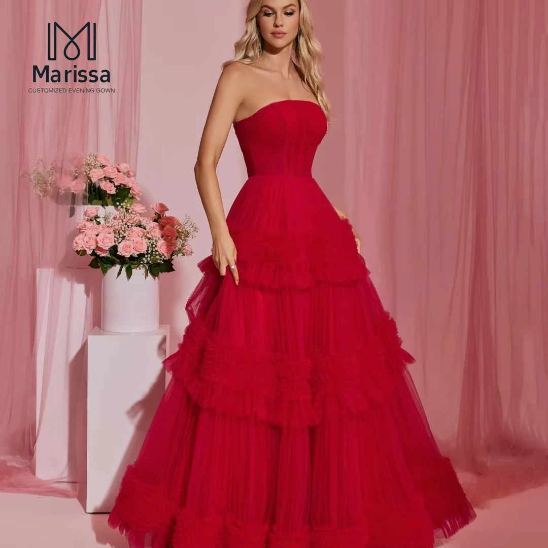 Marissa feito sob encomenda vestido de noite feminino elegante vestidos para festa de casamento vestido a linha tule vestido de baile baile 2025