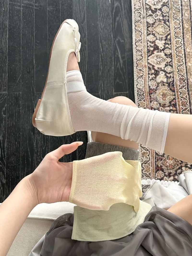 1Pair Women Ultra-Thin Socks New Fashion Solid Color Spring Summer Thin Casual Breathable Casual Fashion Women Socks Summer