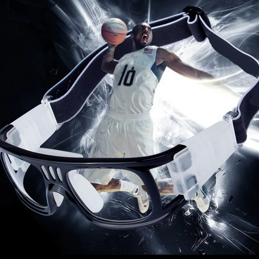 Alça ajustável óculos de futebol de basquete uv400 à prova de choque lente anti-reflexo óculos esportivos quadro destacável preto