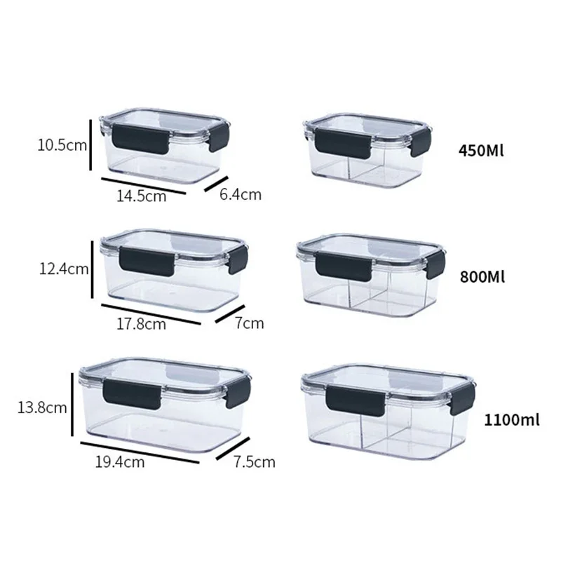Portable Lunch Box for Kids School Microwave Transparent Bento Box with Compartments Salad Fruit Food Sealed Jar Container Box