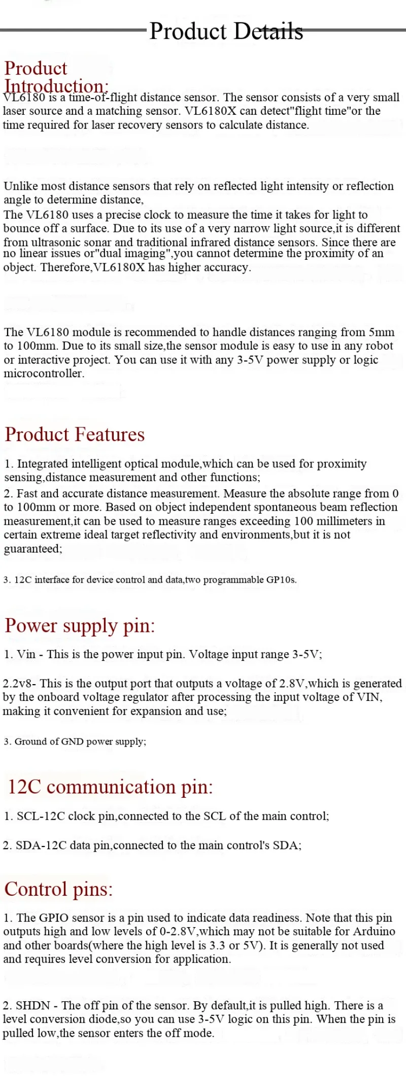 VL6180X Näherungssensor, Optische Entfernungsmessung, Umgebungslichtsensor, Entwicklungsboard für Gestenerkennung – Detail 3