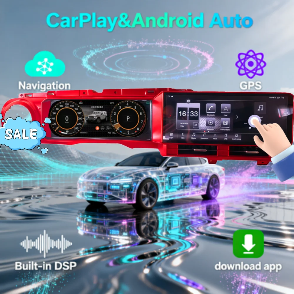 

Обновление двойного экрана для Jeep Wrangler 2018-2023, Android мультимедийный плеер, автомобильное радио, беспроводной CarPlay, GPS-навигация, авто