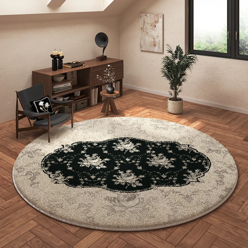 

Fluffy Soft Round Living Room Carpet Bedroom Bedside French Light Luxury Highend Carpets 2024 New Sofa Coffee Table Non Slip Rug