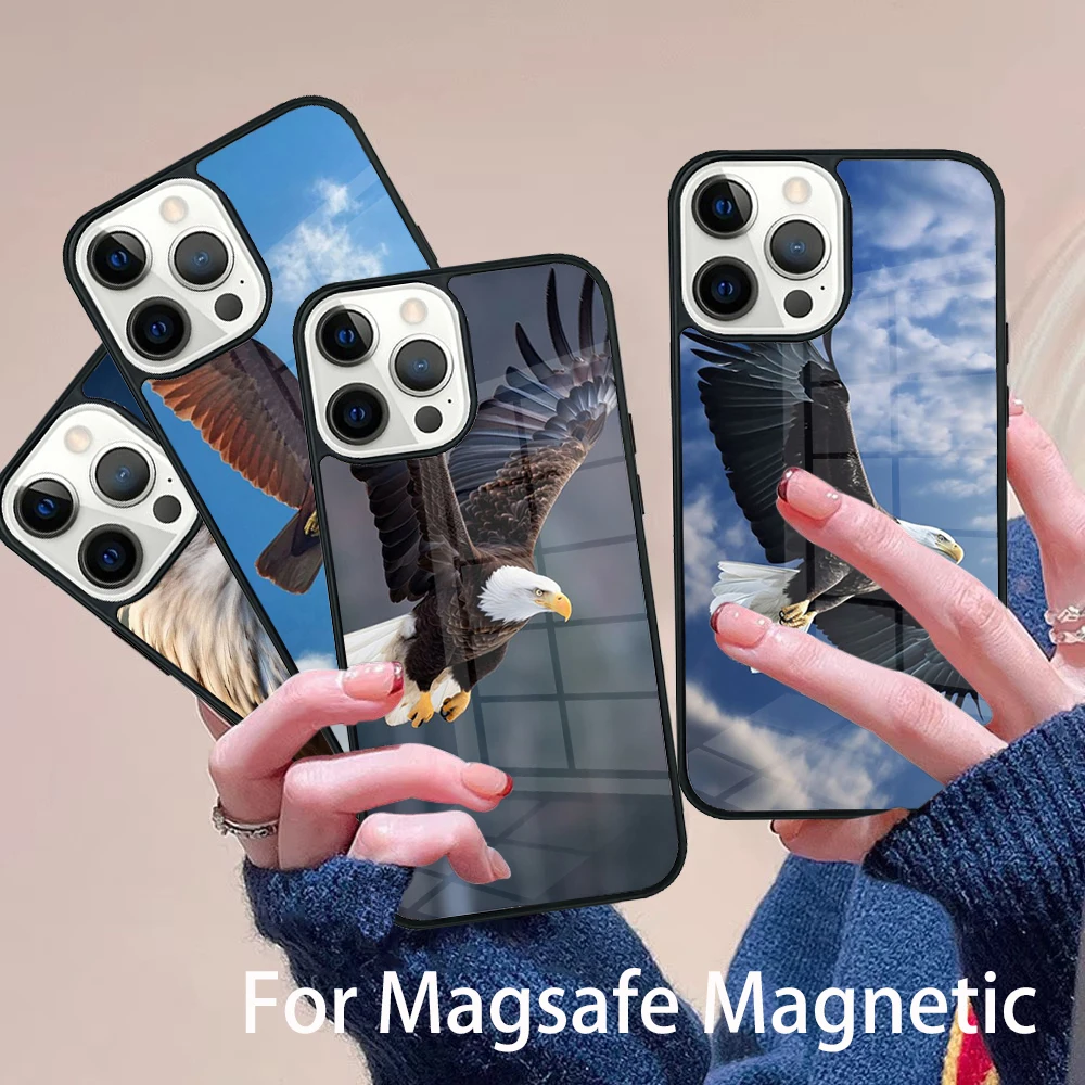 

King Of Birds Eagle Phone Case Magesafe Magnetic Wireless Charge Cover For IPhone 16 11 12 13 14 15 Pro Max Plus Mini