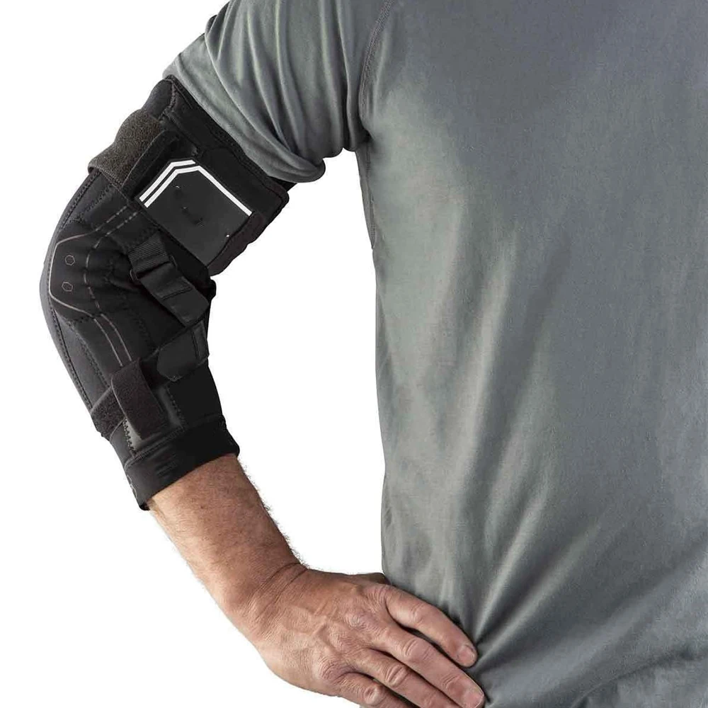 Bionic Elbow Brace Strap  Maximum Hinged Support  Hyperextension, Football, Lacrosse, Rugby, Basketball  Adjustable BOA Golfer's view 2