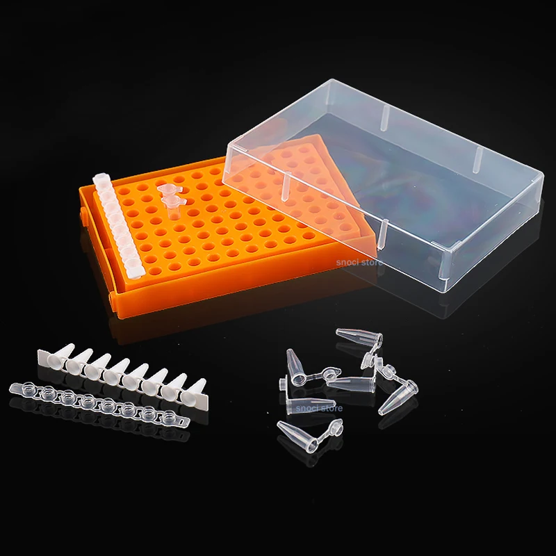 5 Stück 96-Loch PCR-Röhrchenhalter 0,2ml Zentrifugenröhrchenbox mit transparentem Deckel Kunststoff-Aufbewahrungsbox Labor-PP-Röhrchenhalter – Detail 18