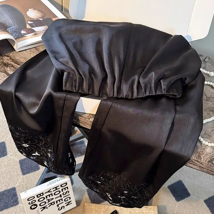 

Свободные повседневные широкие брюки с высокой талией в китайском стиле в стиле ретро, прямые брюки с кружевной вышивкой в стиле пэчворк для женщин, весенняя осень...