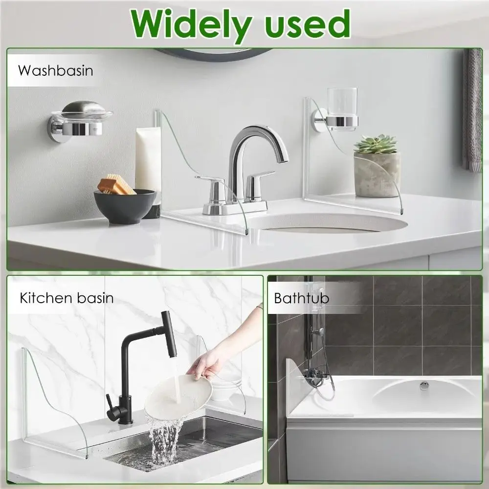 

Acrylic Bathtub Splash Guard Transparent Self-Adhesive Water Baffle Plate Easy Install Waterproof Washbasin Sink Baffle Tub