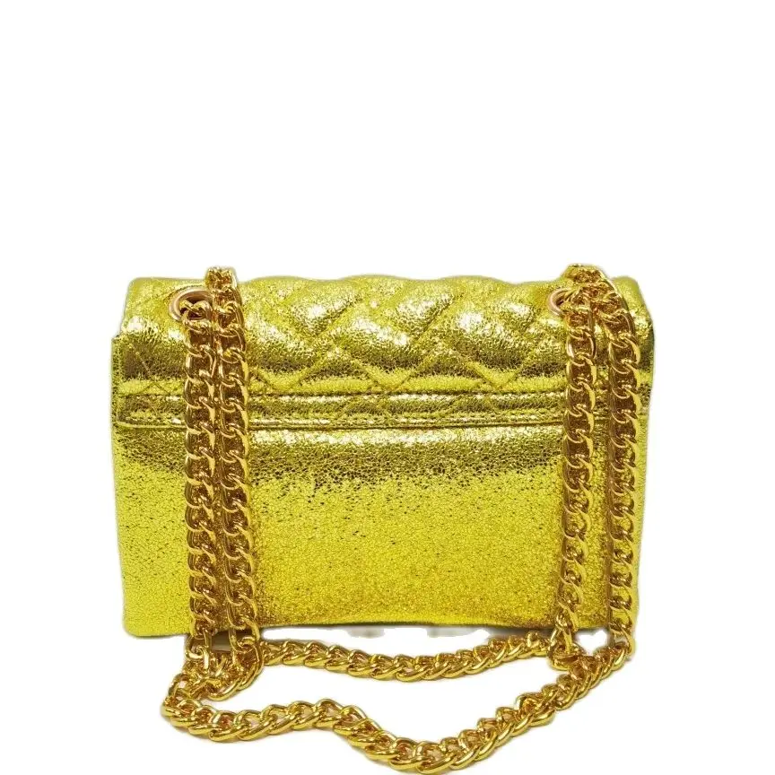 Luxury Design Shiny Glitter Mini Golden Women Handbag Shinny Sequin Quilted Fashion Cross Body Bag