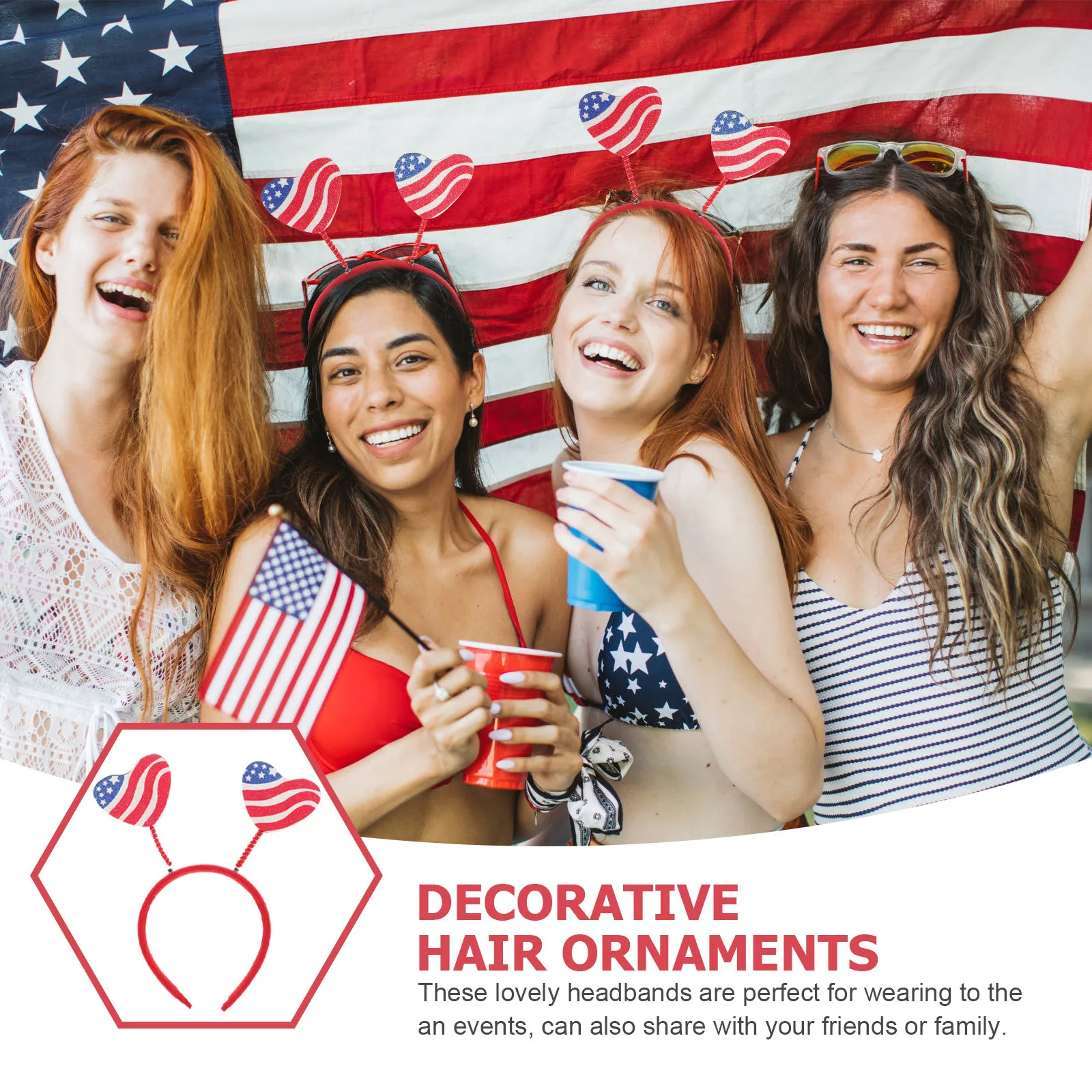 2 قطعة 4th من يوليو العصابات الشعر يوم الاستقلال الزخرفية Headbands حزب الشعر الأطواق مهرجان لوازم 4th من يوليو العصابات الشعر