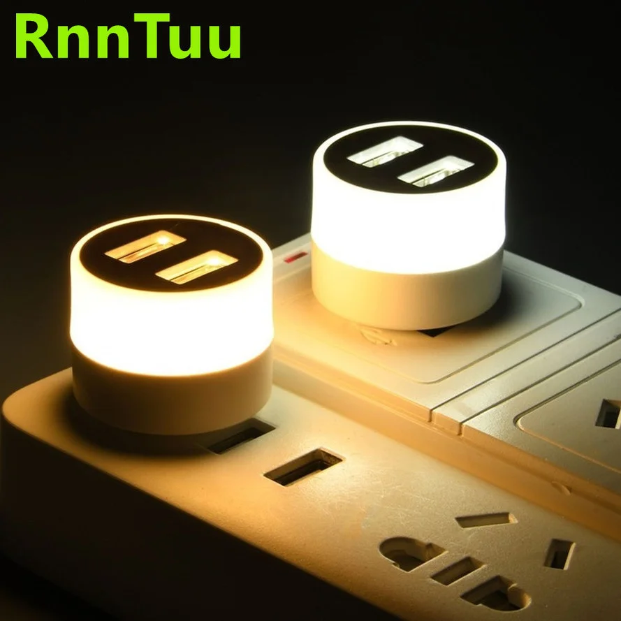 RnnTuu USB Plug Lamp Mobile Power Charging USB Small Book Lamps LED Eye Protection Reading Light Small Round Light Night Light