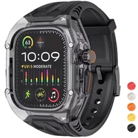 Kit de modificación transparente para Apple Watch 9 8 7 45mm 41mm funda con correa para IWatch Series 44 40mm 6 5 4 SE banda de goma Mod de reajuste