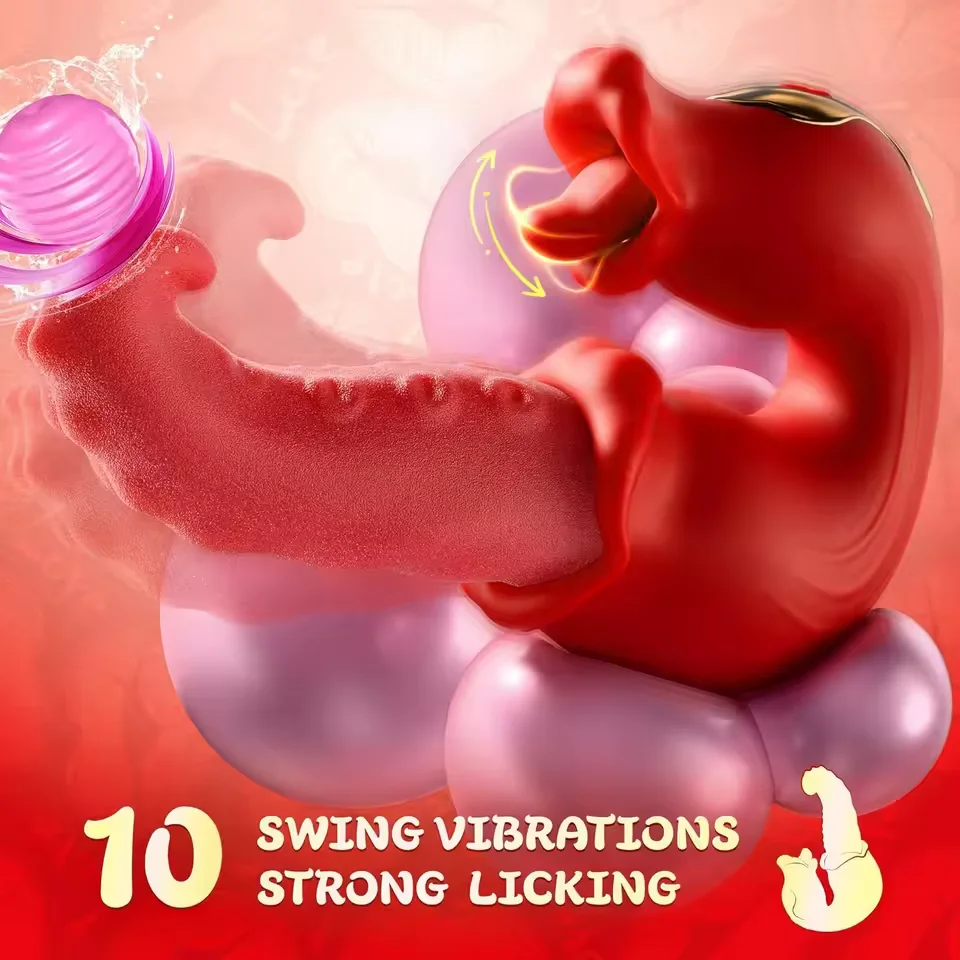 Rose Licking Realistic Tongue Vibrator G-spot Nipple Vagina Stimulator Clitoral Massager Thrusting Dildo Adult Sex Toy - view 6