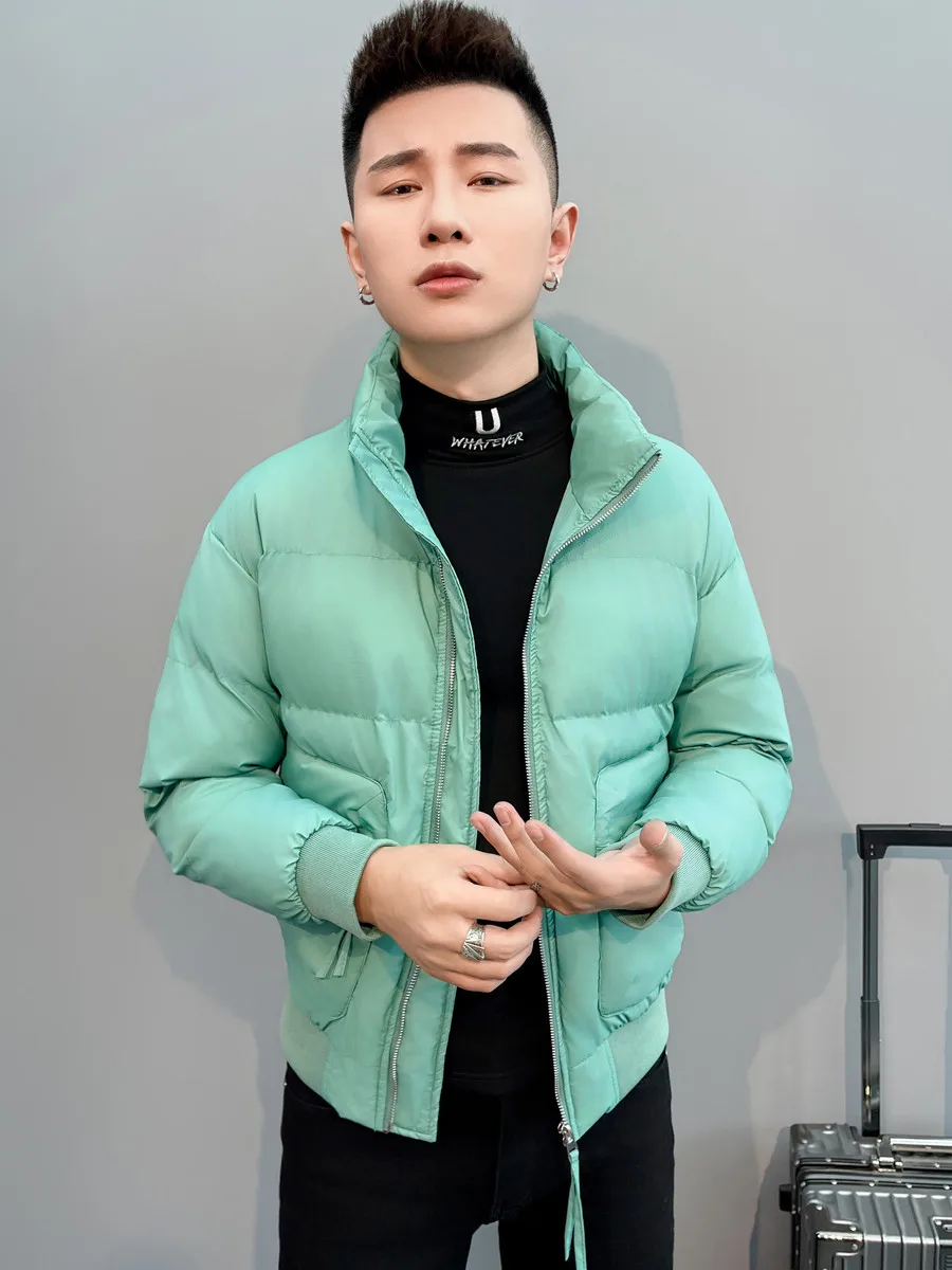 

Мужская модная пуховая хлопковая куртка 2024 года, новая модель, с высокой талией, приталенная, повседневная верхняя одежда, теплая, из ткани с покрытием, на молнии