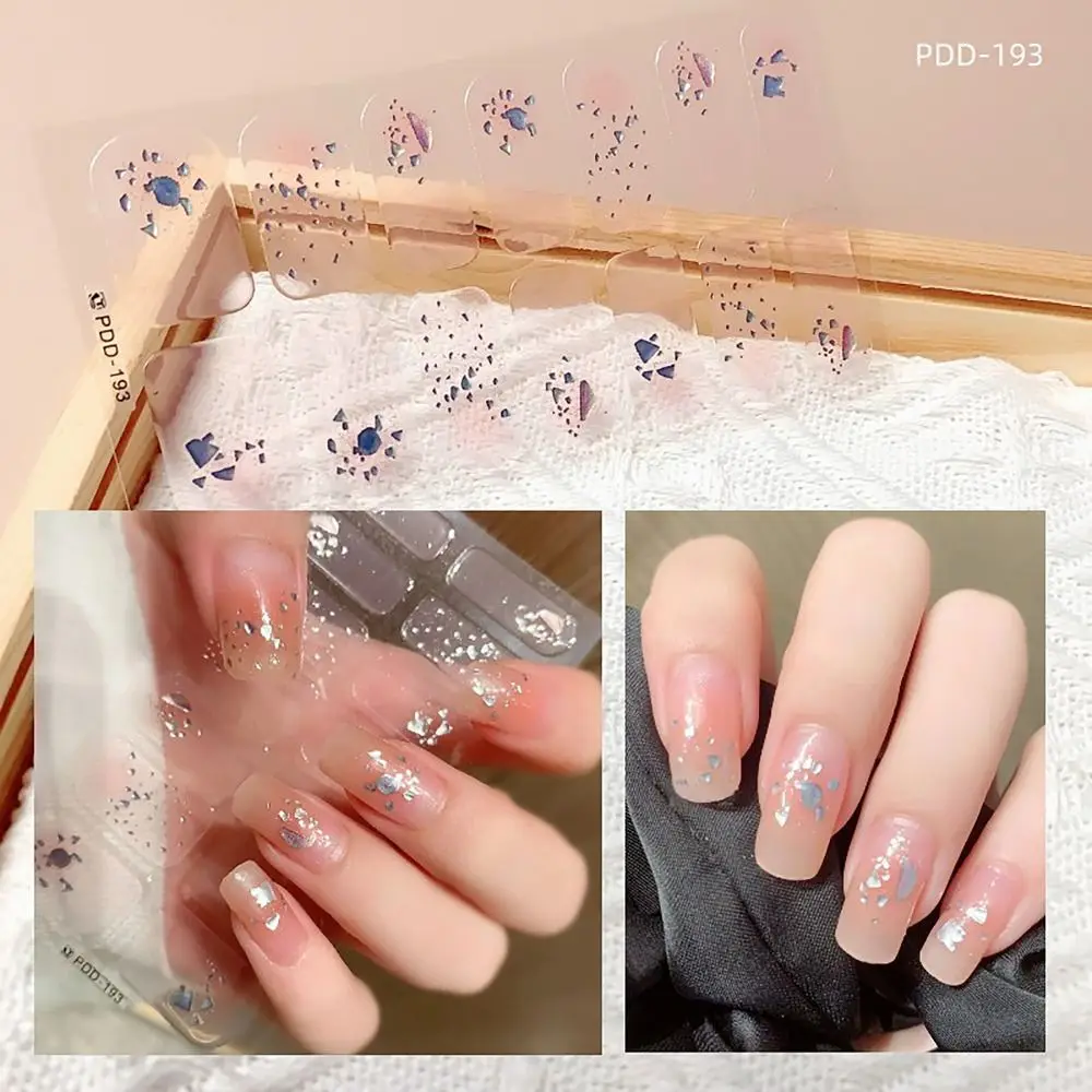 14Strips Gel Nail Stickers Floristic Semi Cured Gel Nail Polish Strips Full Cover Nail Art Stickers DIY Nail Art Making