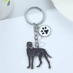 1PCS Alloy Pet Great Dane Dog Keychain Gift I Love Dog Animal Pendant car Keyring  Boyfriend Giftt