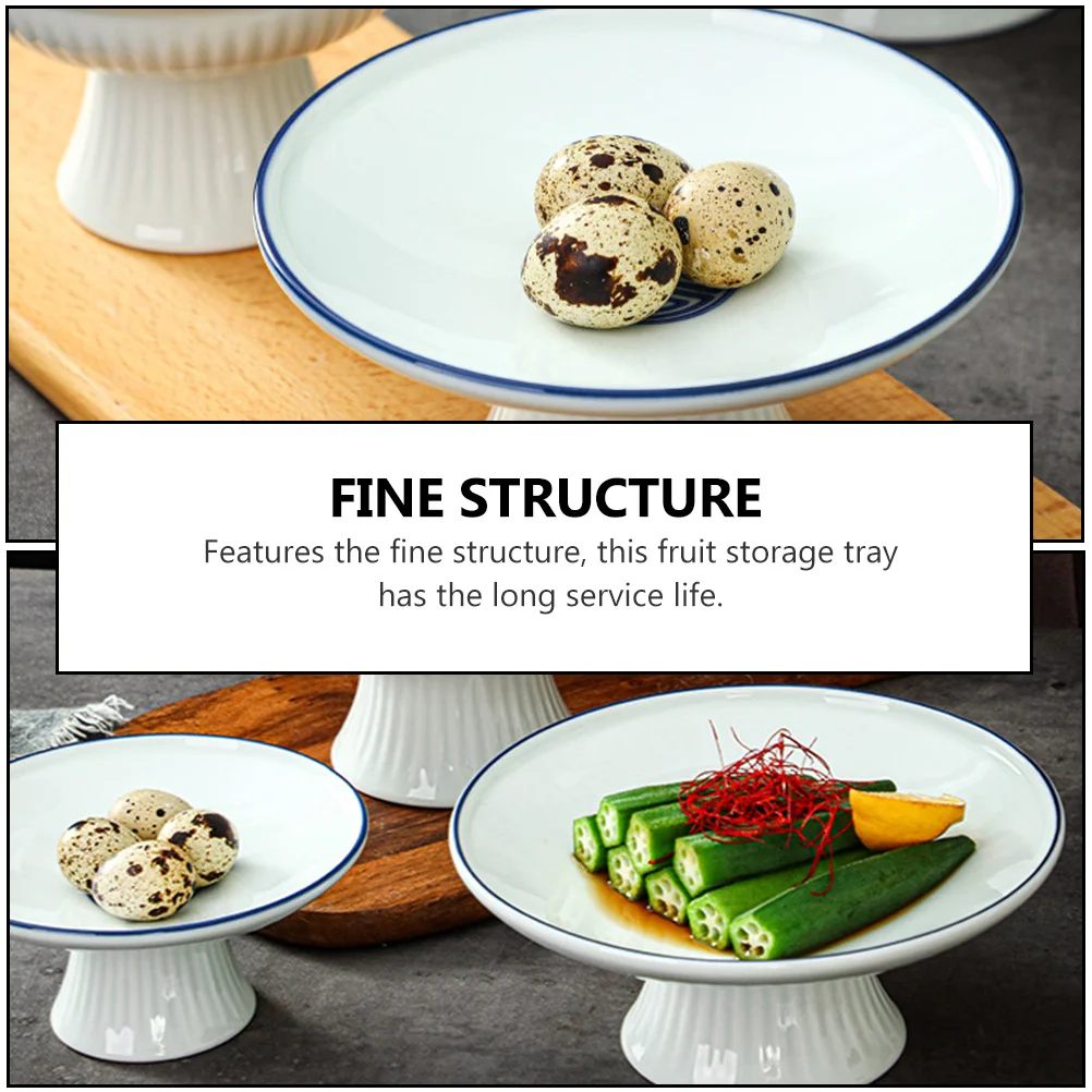 

Tall Vintage Ceramic Fruit Bowl Footed Bowl Food Storage Dessert Plate for Home Shop Hotel Display Footed Food Dish