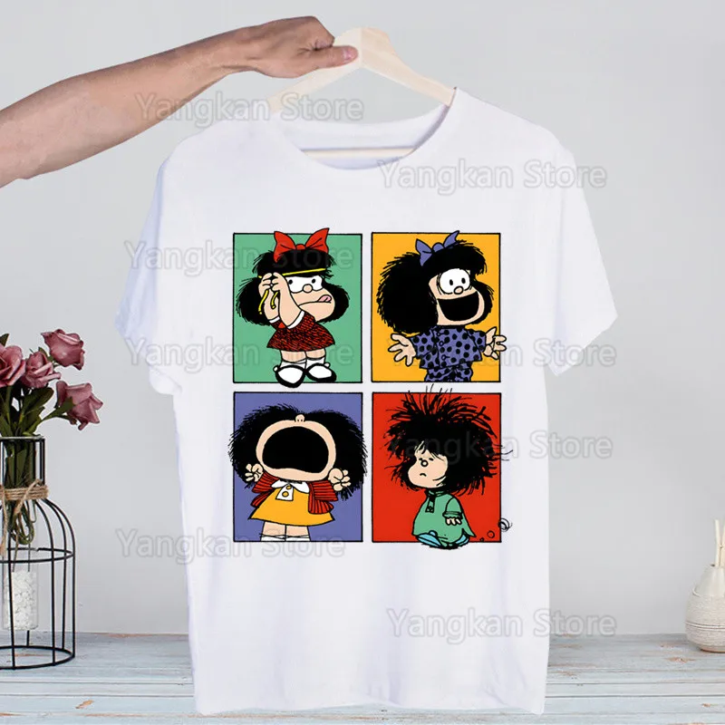

Mafalda T-shirts Summer Men/Women Hip Hop Funny Print Tshirt Streetwear t shirt Short Sleeve Tee Top