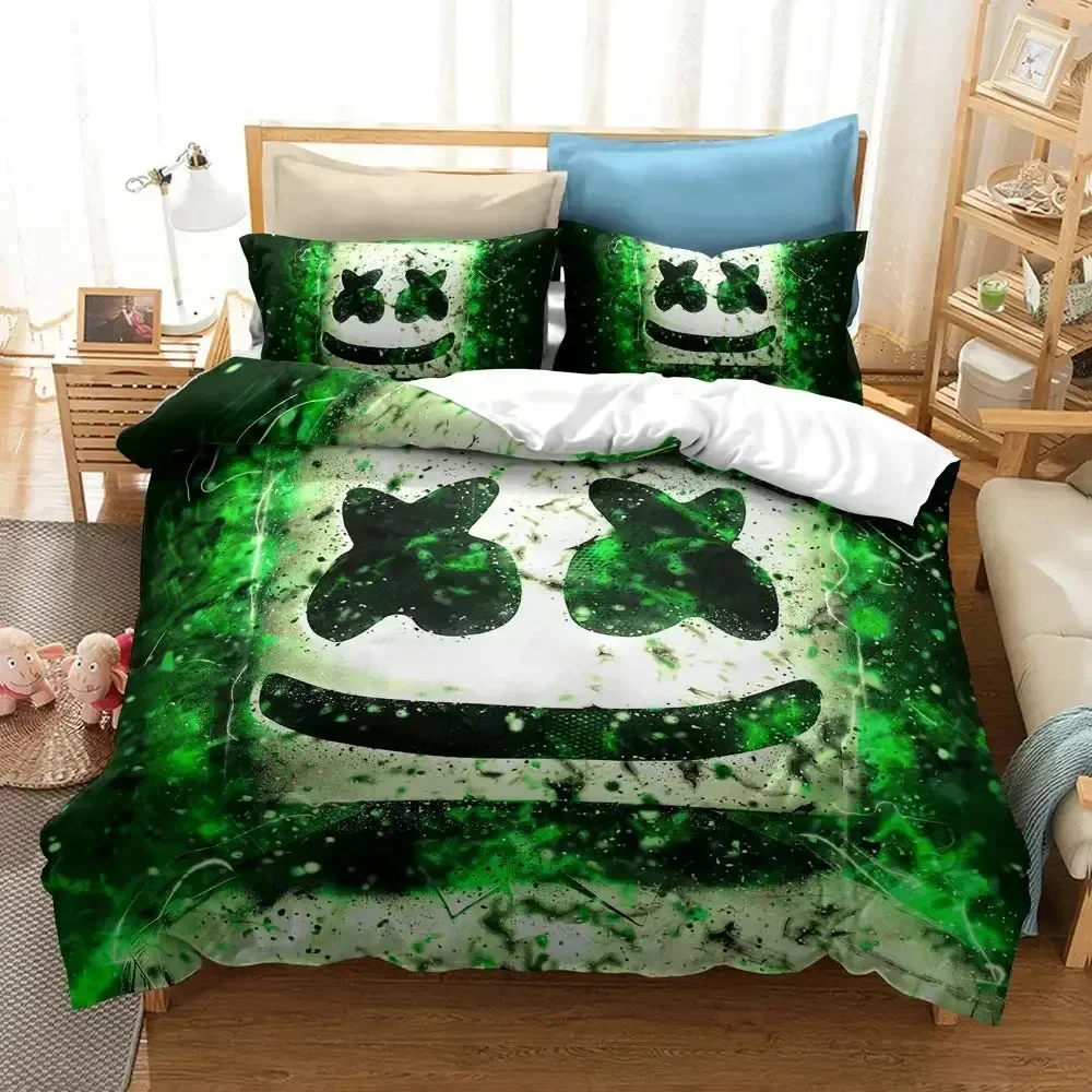 Luxury New 3D Print DJ Marshmallow Bedding Set Boys Girls Twin Queen Size Duvet Cover Pillowcase Bed Home Textileextile