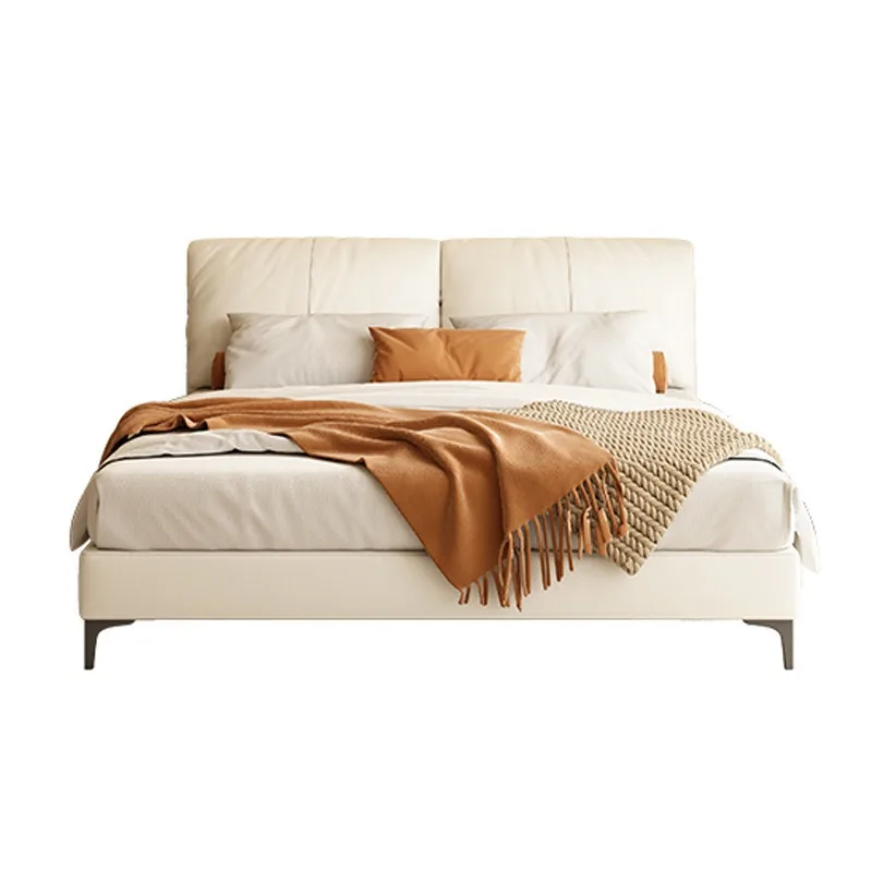 

Small master bedroom double soft bag bed medium antique solid wood petals simple