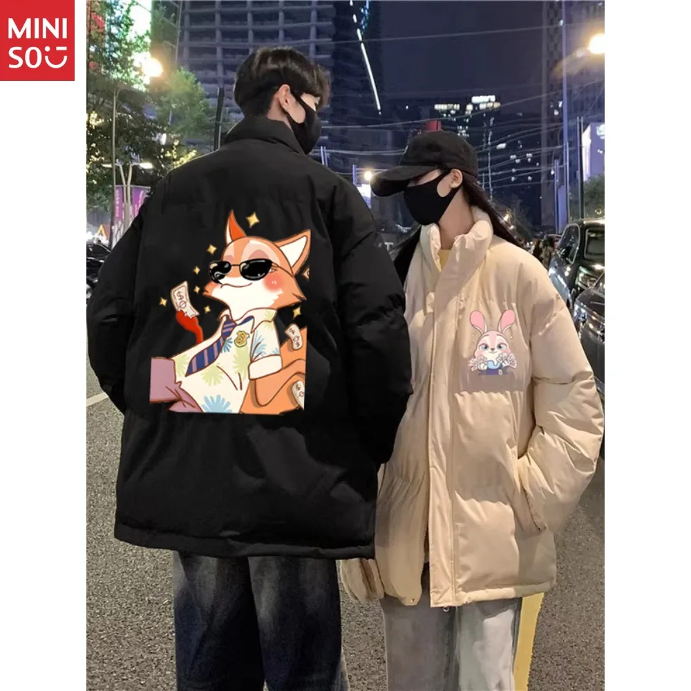 أرنب الثعلب زوجين مبطن الملابس الشتاء الرجال والنساء سترة مبطن سترة سميكة الدافئة فضفاضة كبيرة الحجم الخبز الملابس #3